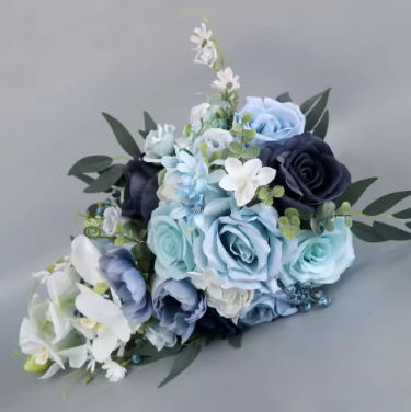 Boutonniere And Wrist Corsage Ice Blue Rose Bride Holding Flower Bridesmaid Bouquet Wedding Simulation Flower
