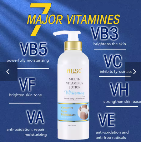 AILKE Brightening Moisturizing Whitening Body Lotion, Suitable For Black & Dark And Brown Skin Care Large Bottle With Pump 500ML