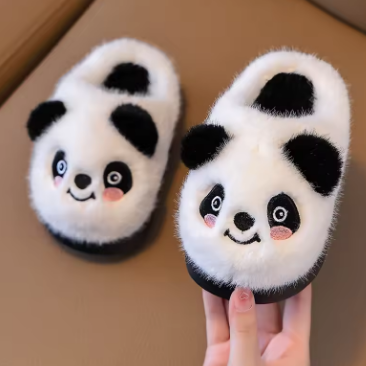 Winter New Children Flat Slippers Trend Fashion Cartoon Panda Teenager Boys Girls Soft-soled Warm Non-slip Kids Cotton Shoes