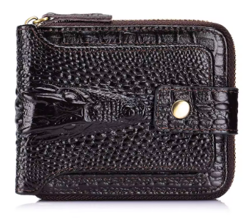 Cowhide men's wallet with crocodile pattern genuine leather large capacity card slot zero wallet