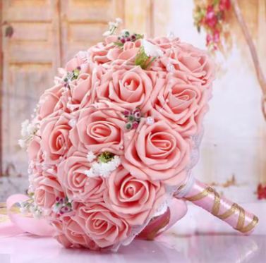 perfectlifeohBride Bridesmaid Wedding Bouquet Silk Ribbon Roses Artificial Holding Flowers Bride Mariage Bouquet Wedding Accesso