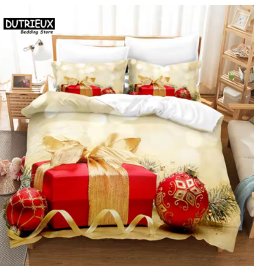 Christmas Santa Bedding Set Christmas Duvet Cover Set 3D Bedding Queen Size Fashion Design Christmas Gifts