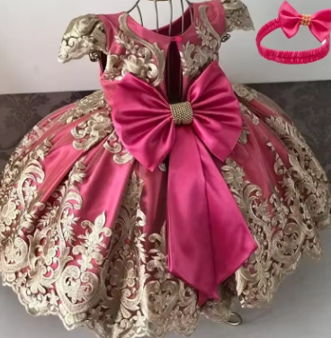 Kids Dresses for Girls 2024 New Flower Lace Princess Dresses Formal Evening Elegant Prom Gown Vintage Embroidery Luxury Dress