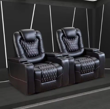 Power Recliner Chair with USB Ports and Cup Holders Overstuffed Electric Home Theater Seating PU Leather Reclining Furniture